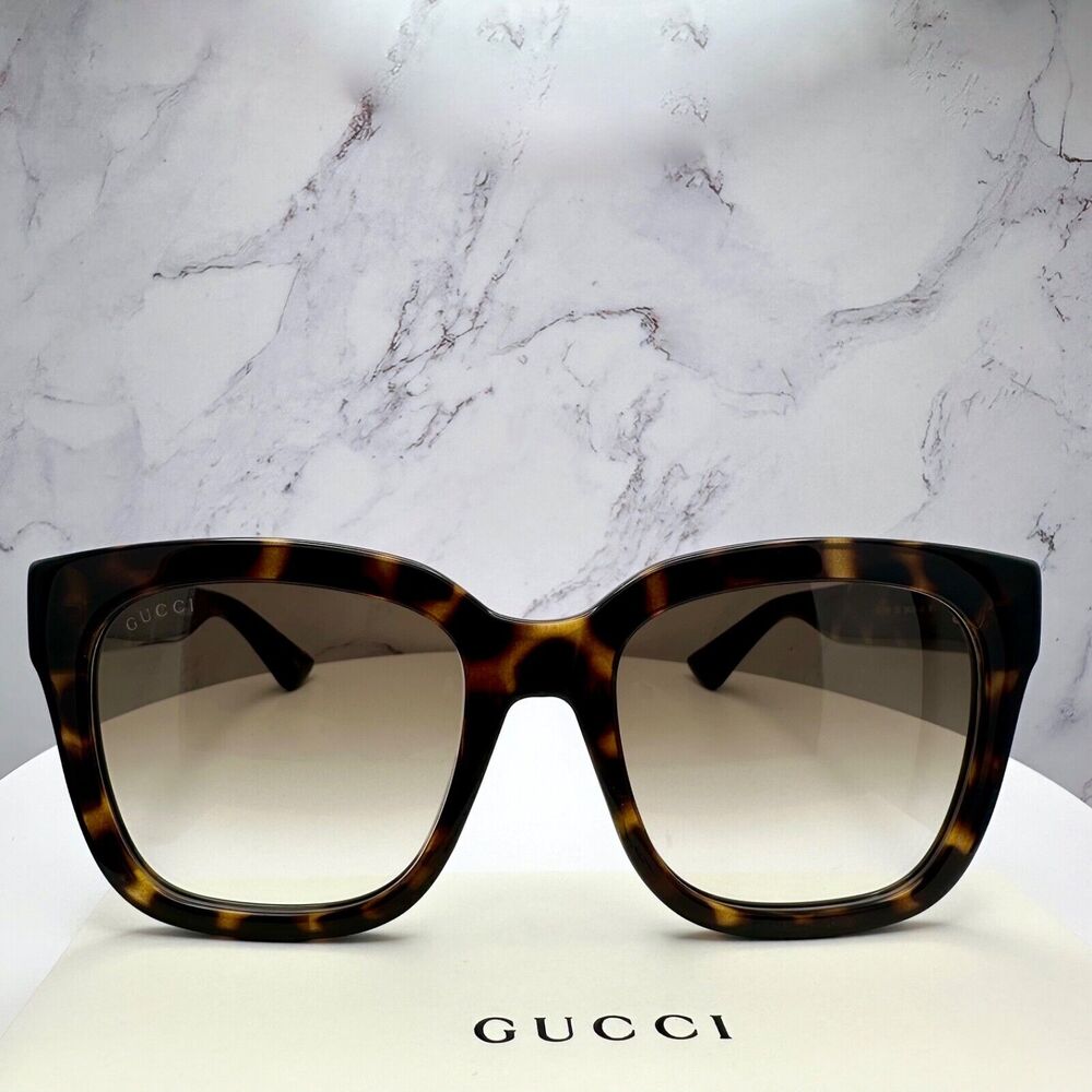 LUXURY New Gucci Polarized Sunglasses Brown Black Tortoise Square Gold GG Logo - Picture 3 of 16